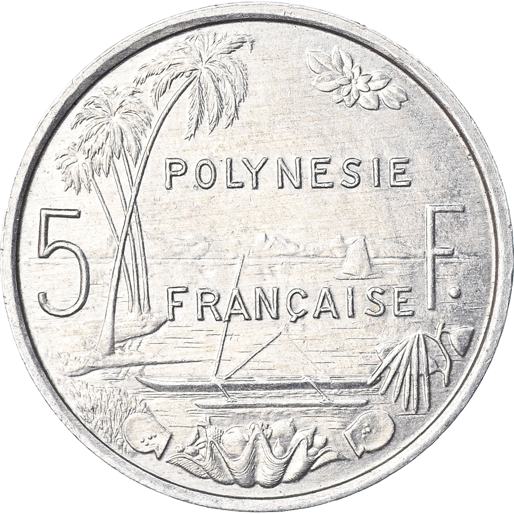 Moneda, Polinesia francesa, 5 Francs, 1997, Paris, SC, Aluminio, KM:12