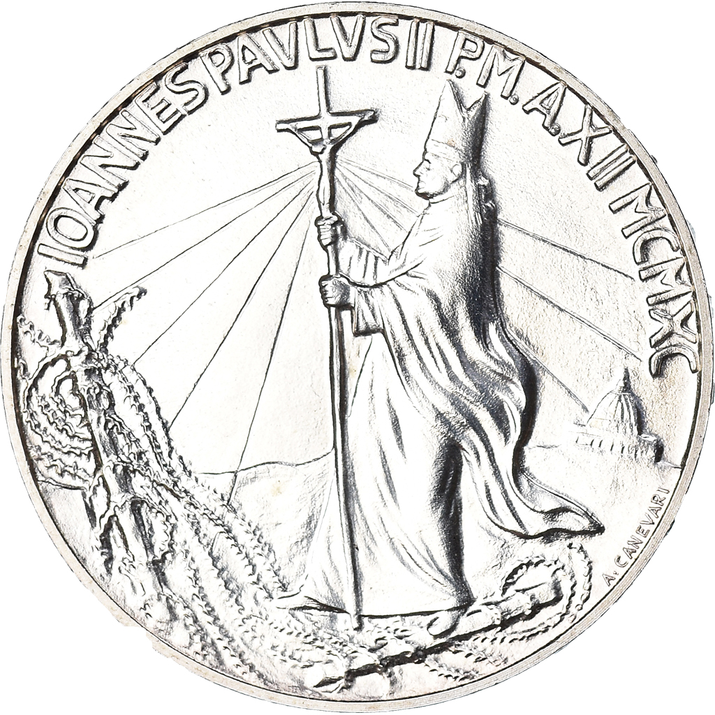 Coin, VATICAN CITY, John Paul II, 1000 Lire, 1990, Roma, FDC, , Silver