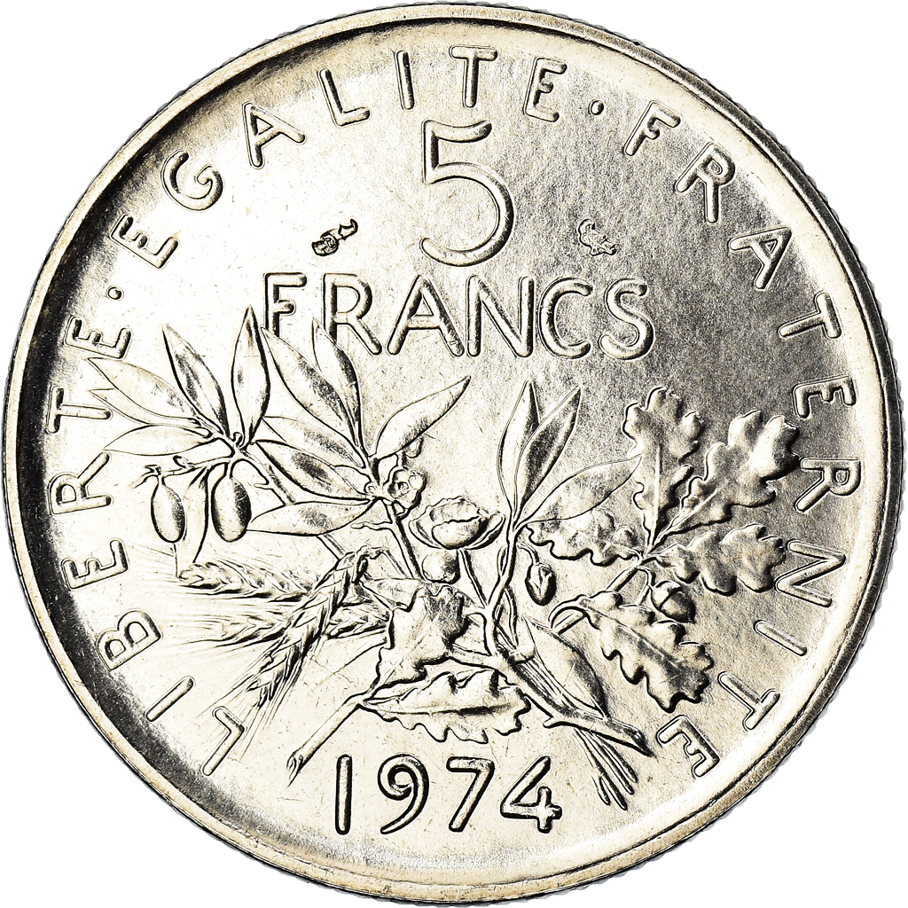 Coin, France, Semeuse, 5 Francs, 1974, Paris, FDC, , Nickel Clad