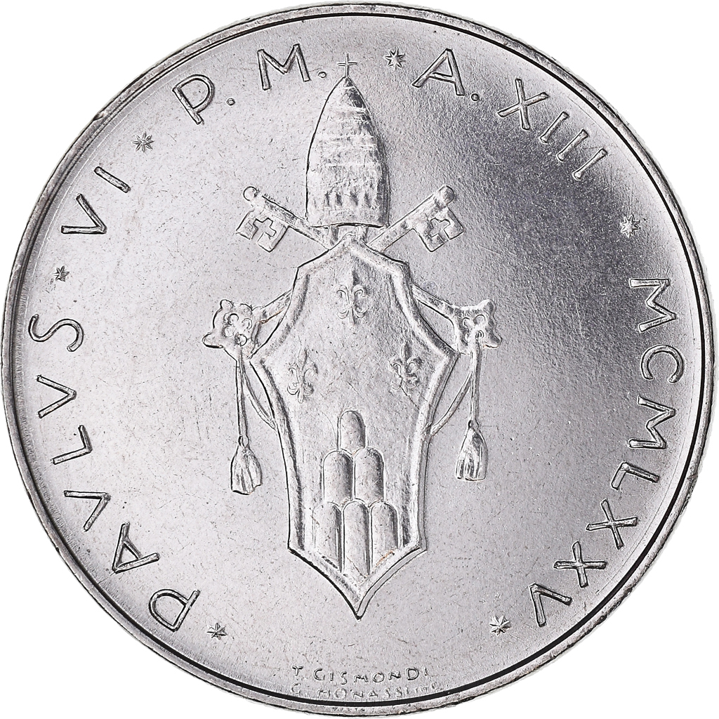Coin, VATICAN CITY, Paul VI, 100 Lire, 1975, Roma, , Stainless Steel