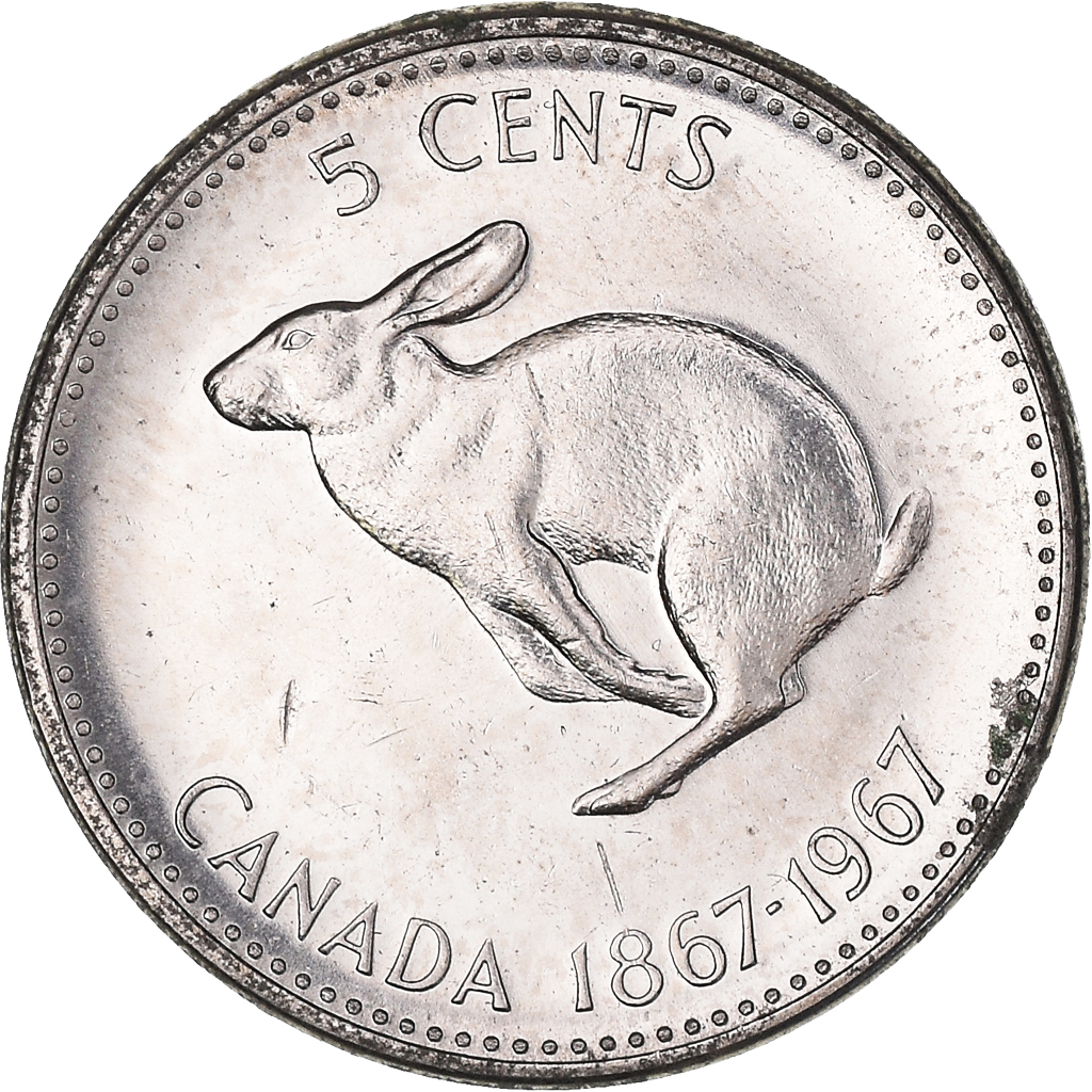 Coin, Canada, Elizabeth II, 5 Cents, 1967, Royal Canadian Mint, Ottawa, BE
