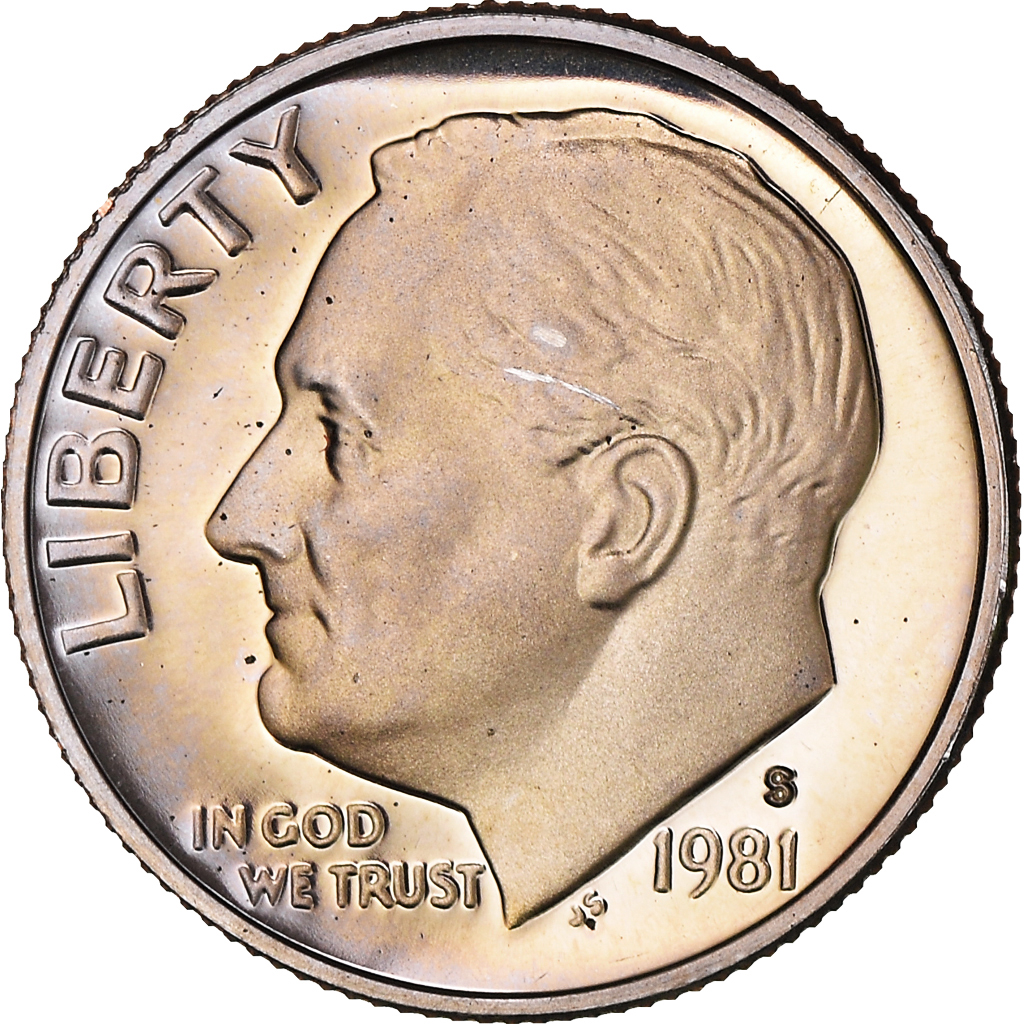Moneda, Estados Unidos, Roosevelt Dime, Dime, 1981, U.S. Mint, San Francisco