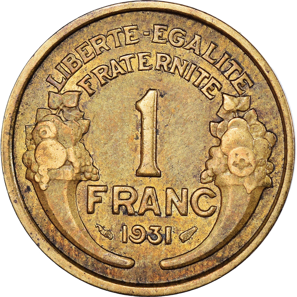 Moneda, Francia, Morlon, Franc, 1931, BC+, Aluminio - bronce, KM:885