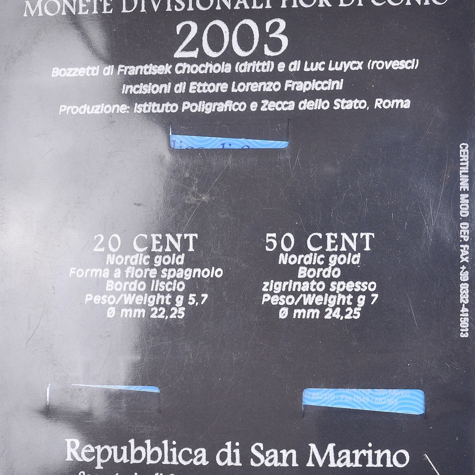 San Marino, Set, 2003, Rome, 20c + 50c, STGL