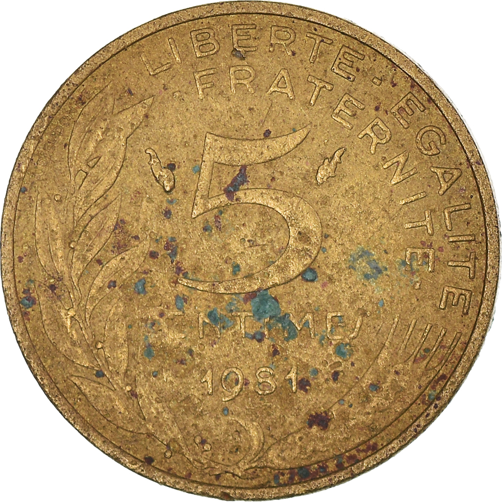 Moneda, Francia, Marianne, 5 Centimes, 1981, Paris, BC+, Aluminio - bronce