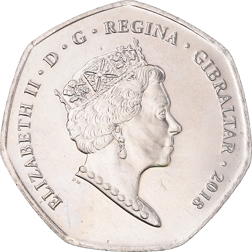 Coin, Gibraltar, 50 Pence, 2018, Singes.FDC, , Cupronickel