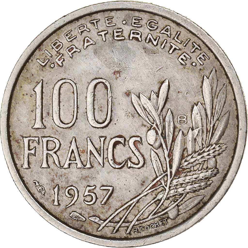 Coin, France, Cochet, 100 Francs, 1957, Beaumont - Le Roger, 