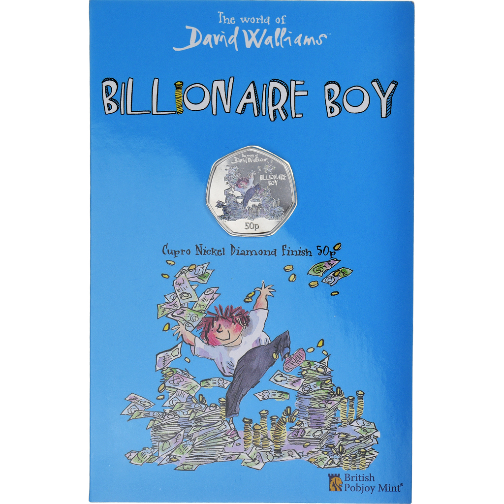 Coin, Gibraltar, 50 Pence, 2022, Pobjoy Mint, Billionaire Boy.Colorized.FDC