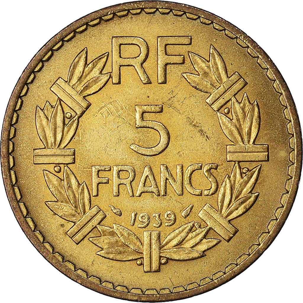 Coin, France, Lavrillier, 5 Francs, 1939, , Aluminum-Bronze, KM:888a.1