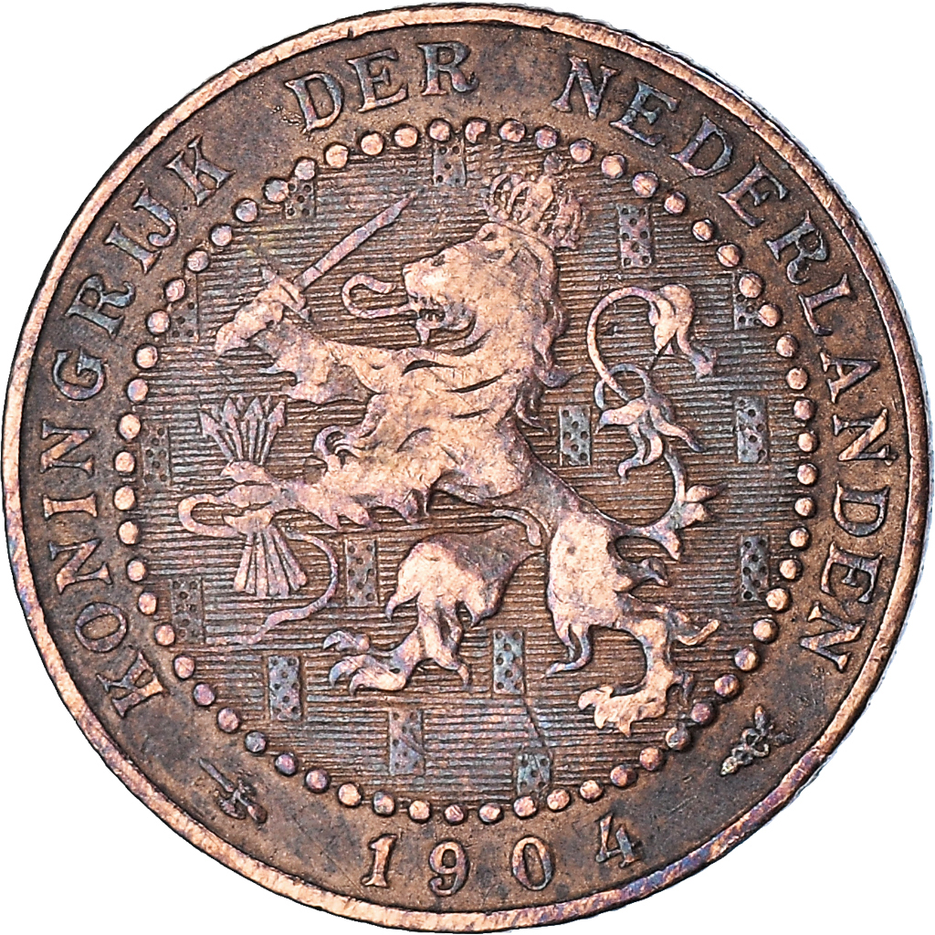 Moneda, Países Bajos, Wilhelmina I, Cent, 1904, BC+, Bronce, KM:132.1