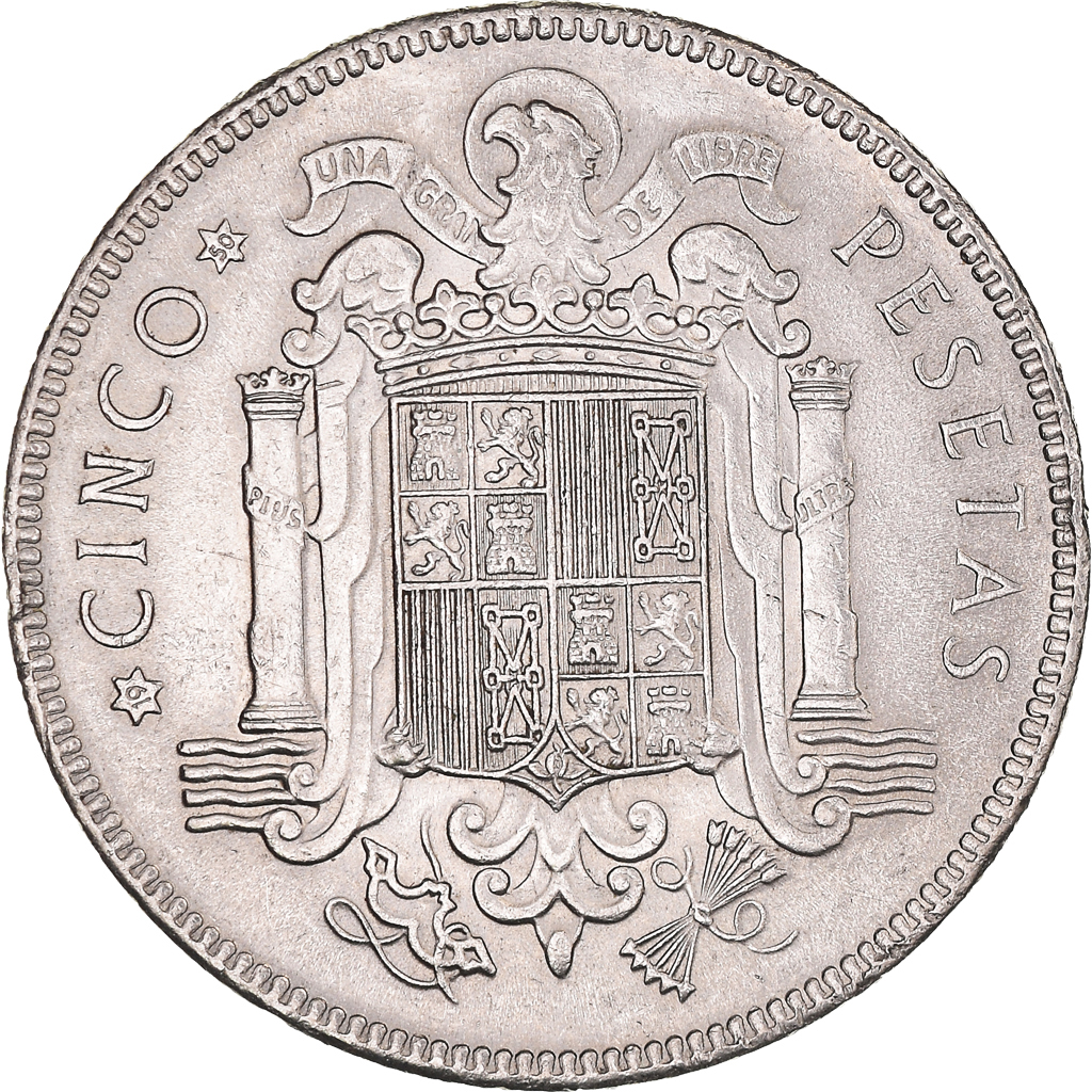 Coin, Spain, Caudillo and regent, 5 Pesetas, 1950, , Nickel, KM:778
