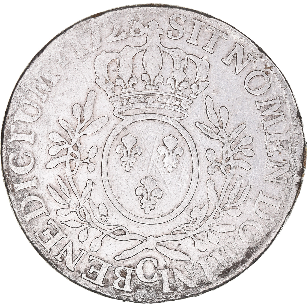 Coin, France, Louis XV, Ecu aux branches d'olivier, 1728, Caen, 