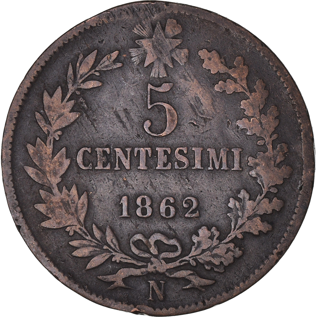 Coin, Italy, Vittorio Emanuele II, 5 Centesimi, 1862, Naples, , Copper