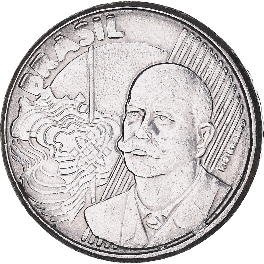 Moneda, Brasil, 50 Centavos, 2008, MBC+, Acero inoxidable, KM:651a