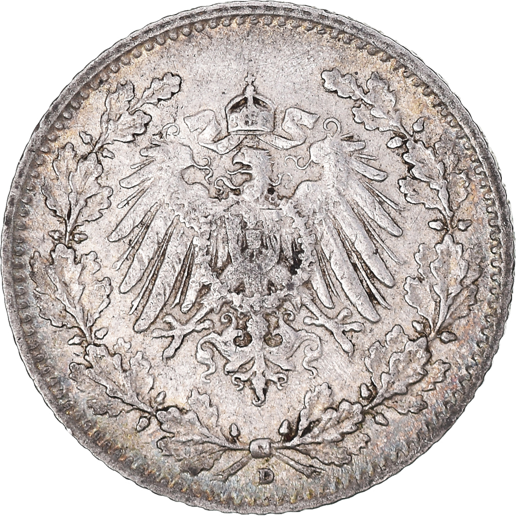 Coin, GERMANY - EMPIRE, 1/2 Mark, 1906, Munich, , Silver, KM:17