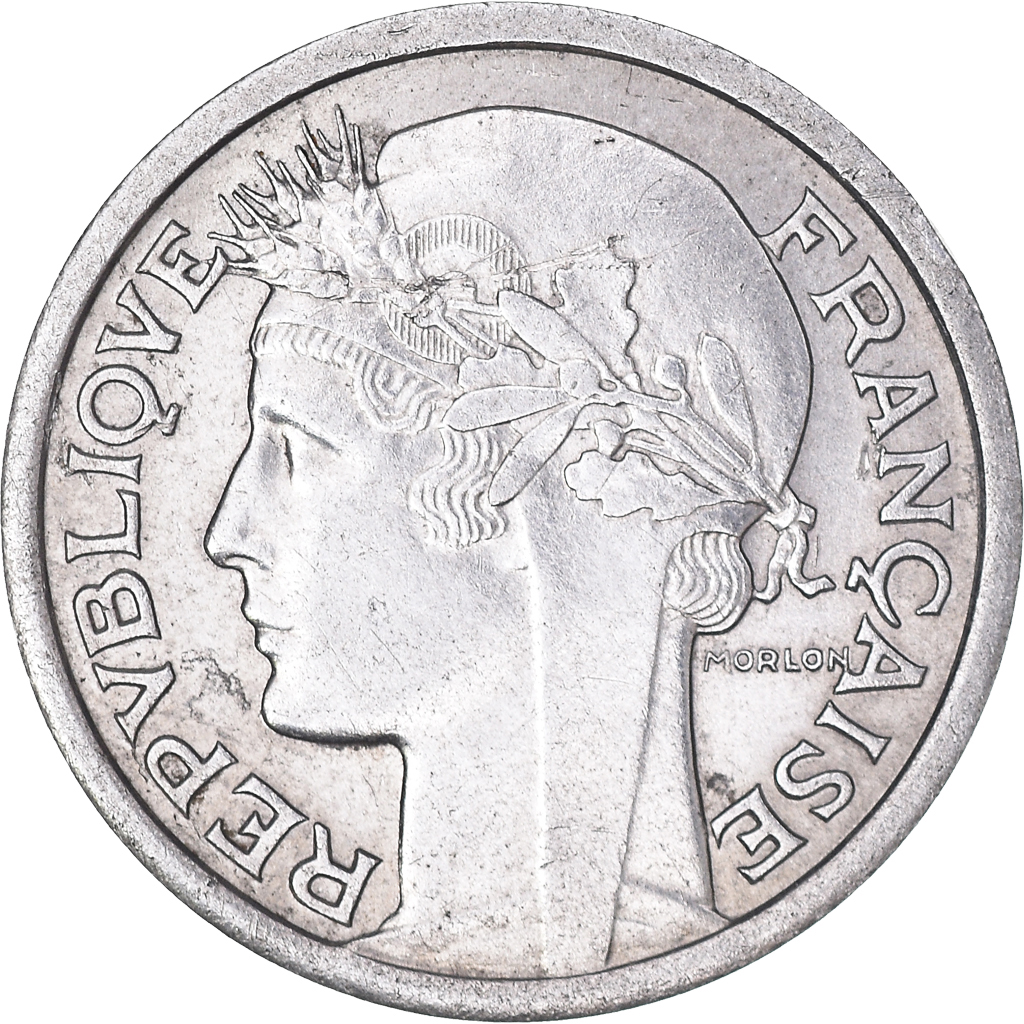 Moneda, Francia, Morlon, Franc, 1957, Beaumont - Le Roger, MBC+, Aluminio