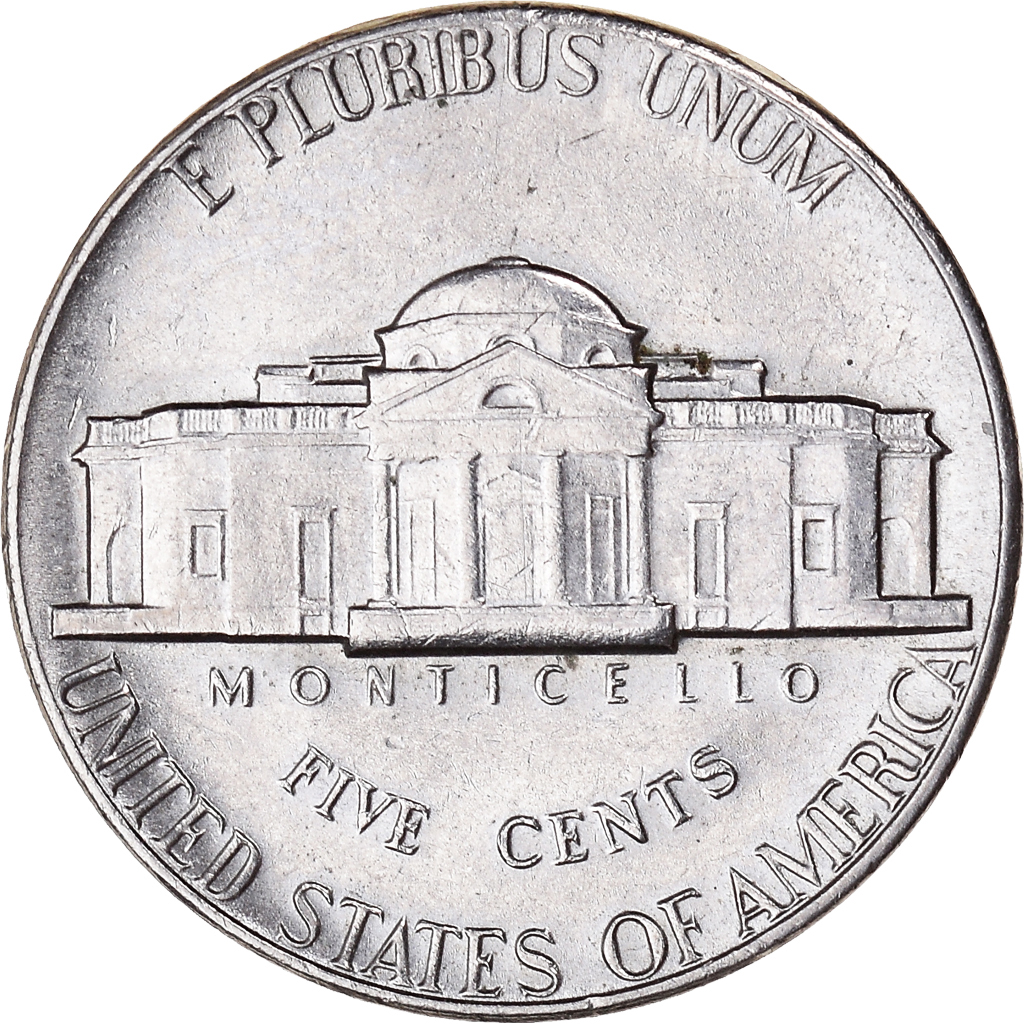 Moneda, Estados Unidos, Thomas Jefferson, 5 Cents, 1976, Denver, MBC, Cobre -