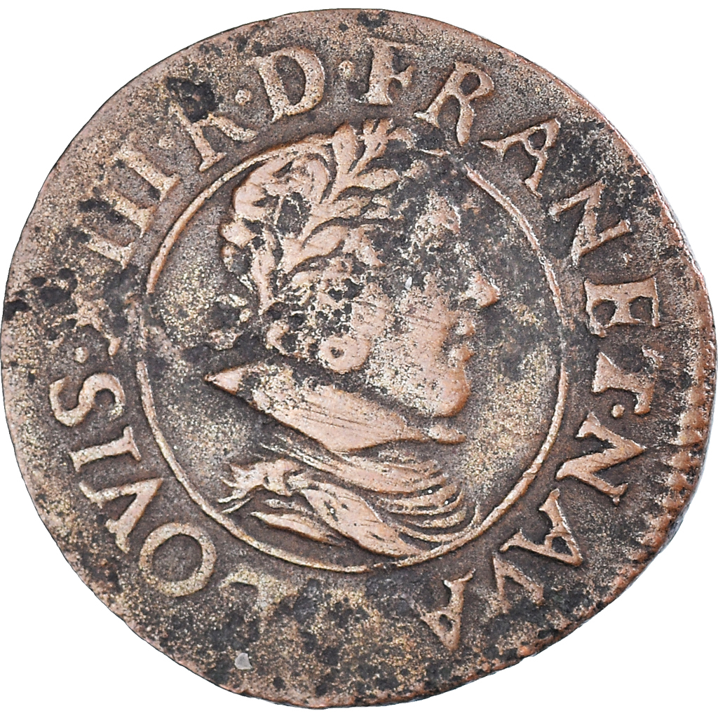 Coin, France, Louis XIII, Double Tournois, 1628, Paris, , Copper