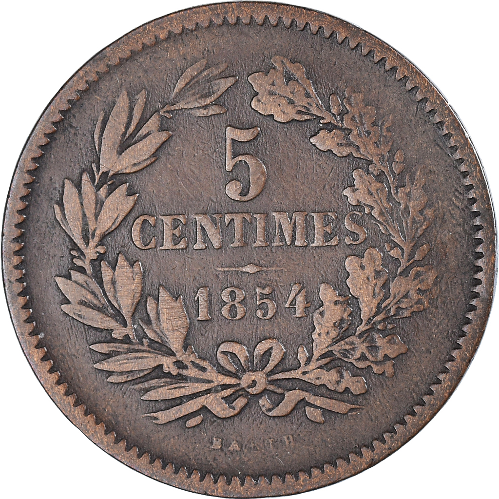 Coin, Luxembourg, William III, 5 Centimes, 1854, Utrecht, , Bronze