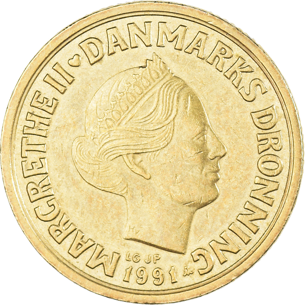 Coin, Denmark, Margrethe II, 20 Kroner, 1991, Copenhagen, European Coins
