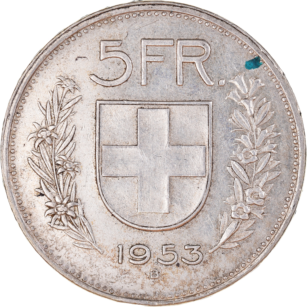 Coin, Switzerland, 5 Francs, 1953, Bern, , Silver, KM:40