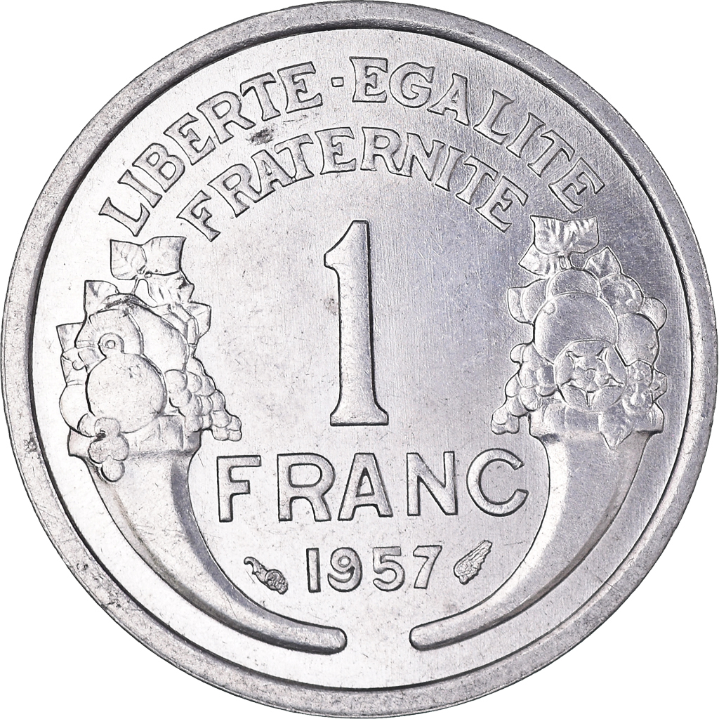 Coin, France, Morlon, Franc, 1957, , Aluminum, KM:885a.1, Gadoury:473b