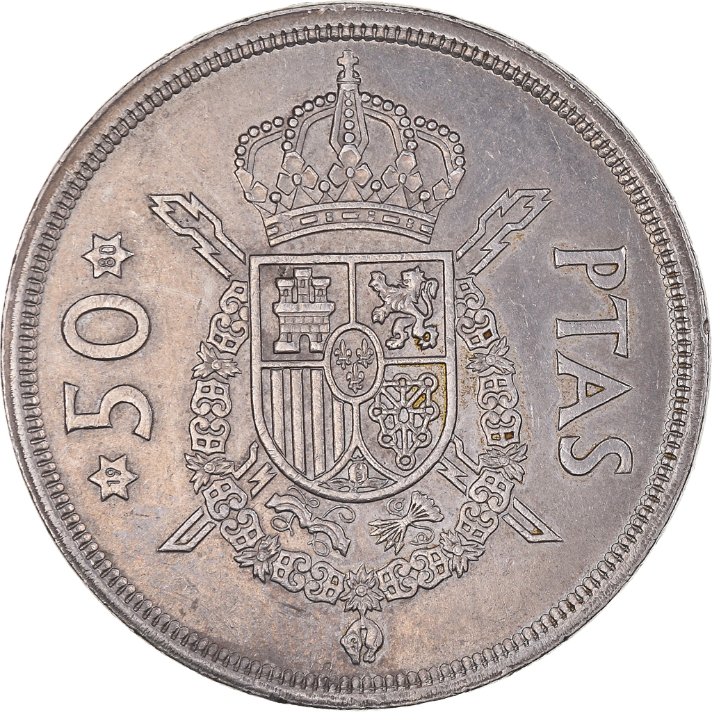 Moneda, España, Juan Carlos I, 50 Pesetas, 1980, Madrid, MBC+, Cobre - níquel