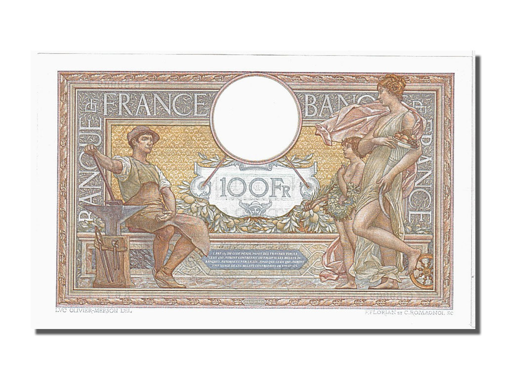 Biljet, Frankrijk, 100 Francs, 100 F 1908-1939 ''Luc Olivier Merson'', 1938