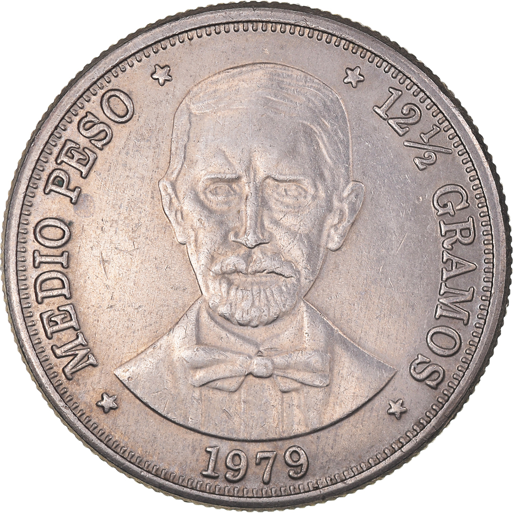 Coin, Dominican Republic, 1/2 Peso, 1979, , Coppernickel, KM52