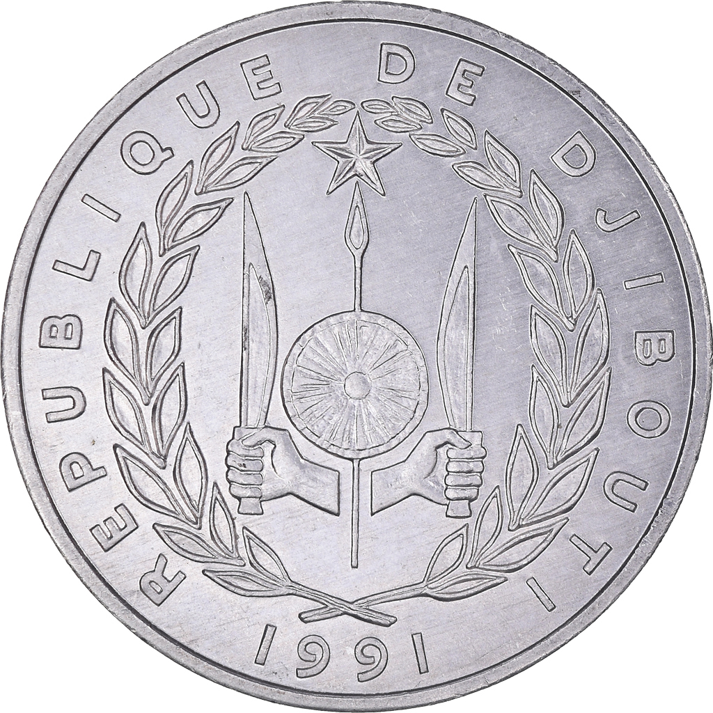Coin, Djibouti, 5 Francs, 1991, Paris, , Aluminum, KM:22