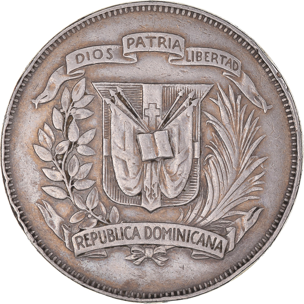 Coin, Dominican Republic, 1/2 Peso, 1975, , Coppernickel, KM21a.2