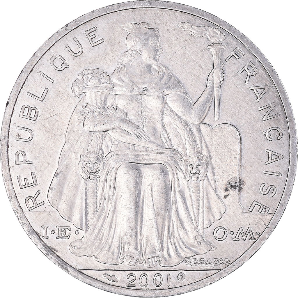 Moneda, Polinesia francesa, 5 Francs, 2001, Paris, EBC, Aluminio, KM:12