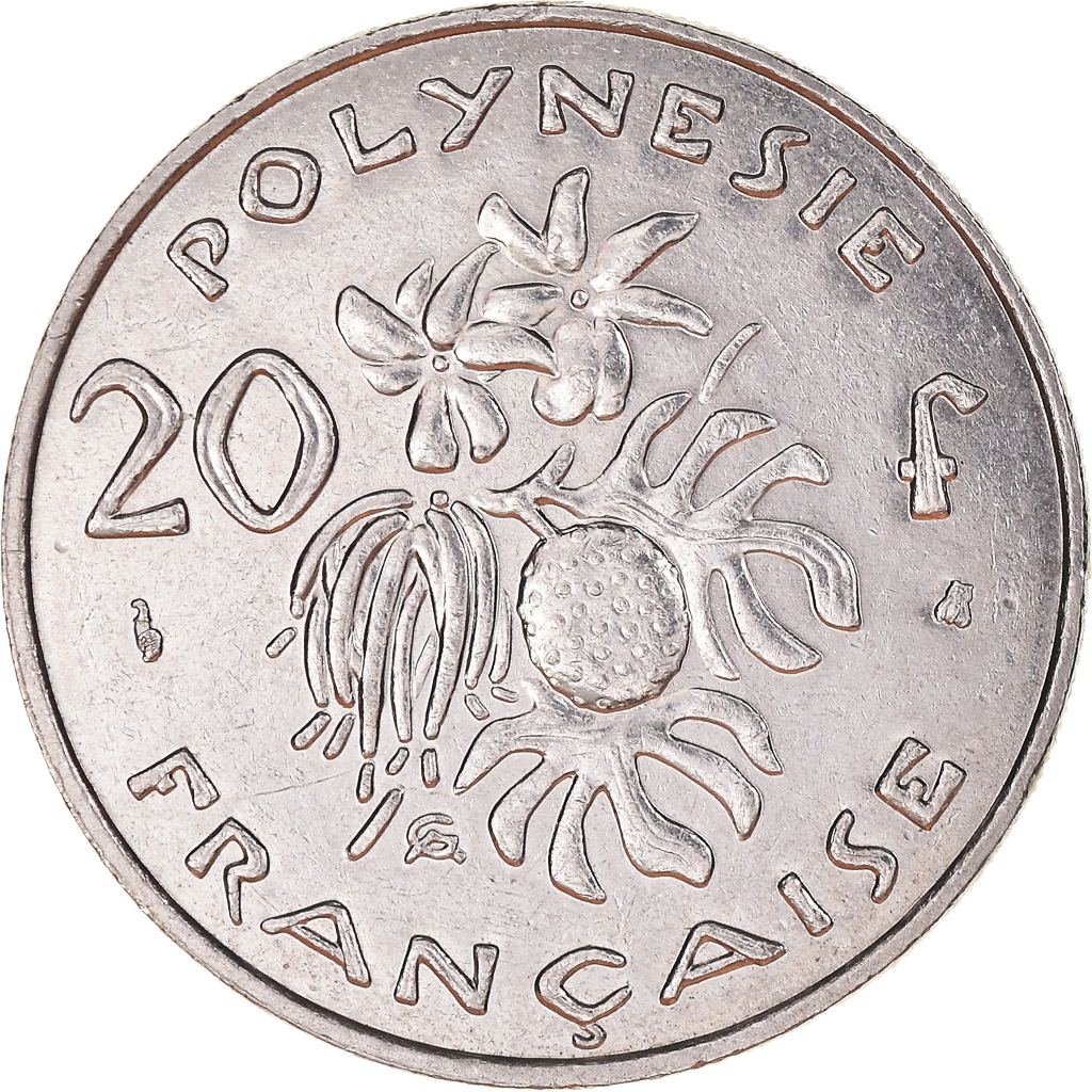 Moneda, Polinesia francesa, 20 Francs, 2000, Paris, MBC+, Níquel, KM:9