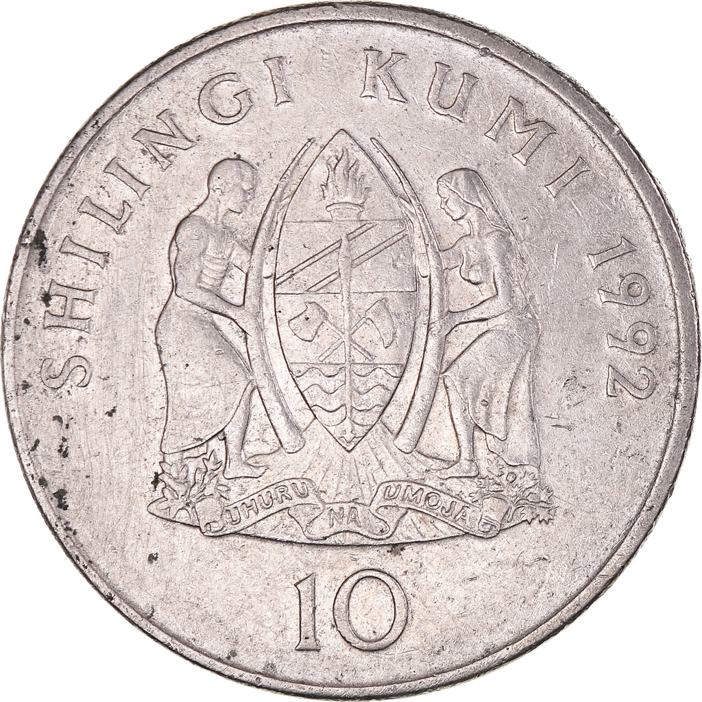 Coin, Tanzania, 10 Shilingi, 1992, , Nickel Clad Steel, KM:20a.2