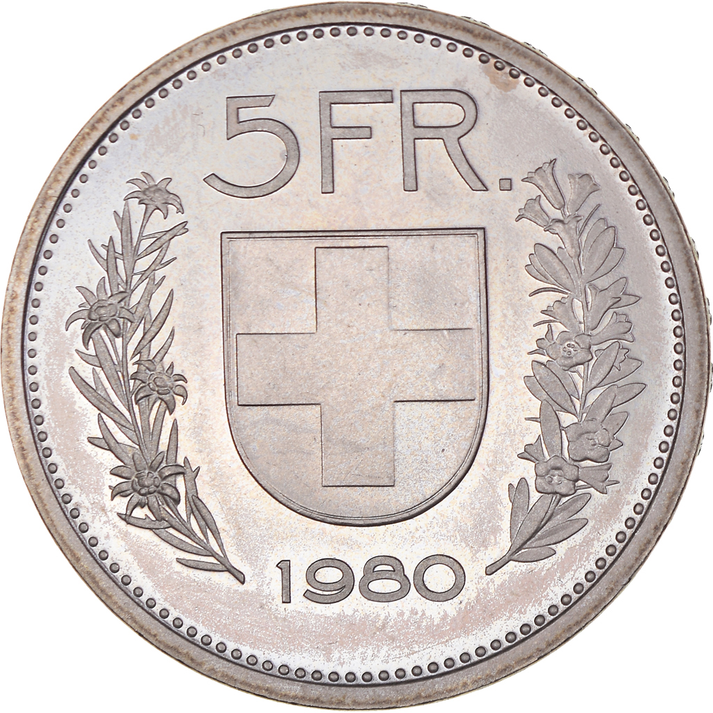 Coin, Switzerland, 5 Francs, 1980, Bern, Proof, , Copper-nickel
