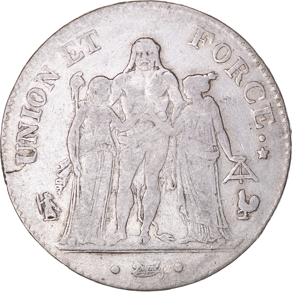 Coin, France, Union et Force, 5 Francs, AN 7 (1798-1799), Paris, 
