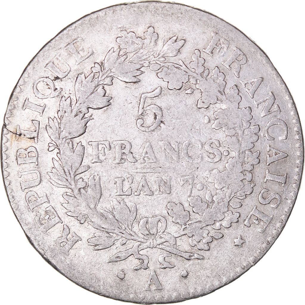 Coin, France, Union et Force, 5 Francs, AN 7 (1798-1799), Paris, 