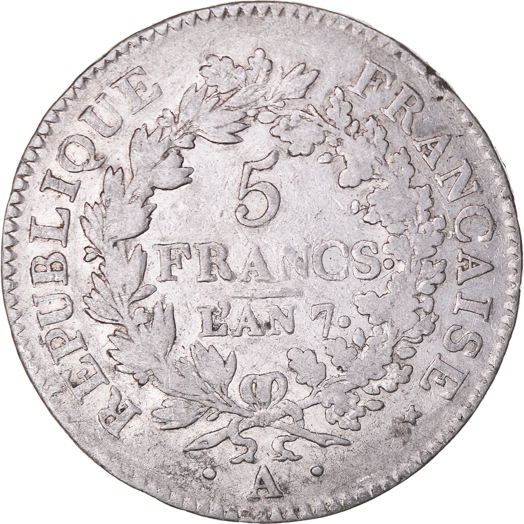 Coin, France, Union et Force, 5 Francs, AN 7 (1798-1799), Paris, VF