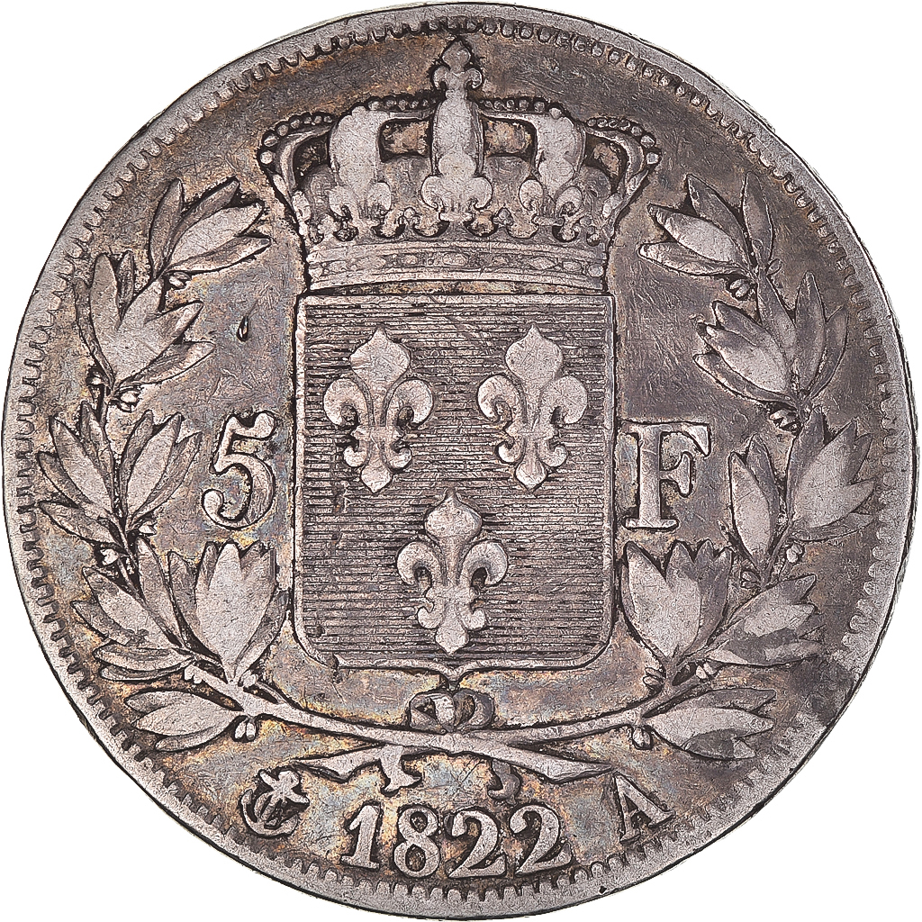 1822年 フランス 5フラン銀貨 ルイ18世 古銭 コレクション Coin, France, Louis XVIII, 5 Francs, 1822, Paris, , Silver, KM:711.1