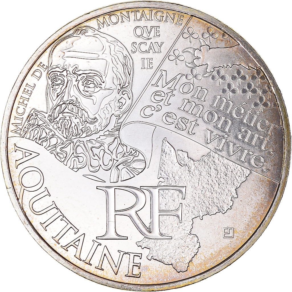 Frankreich, 10 Euro, 2012, Paris, Aquitaine, STGL, Silber, Gadoury:EU514