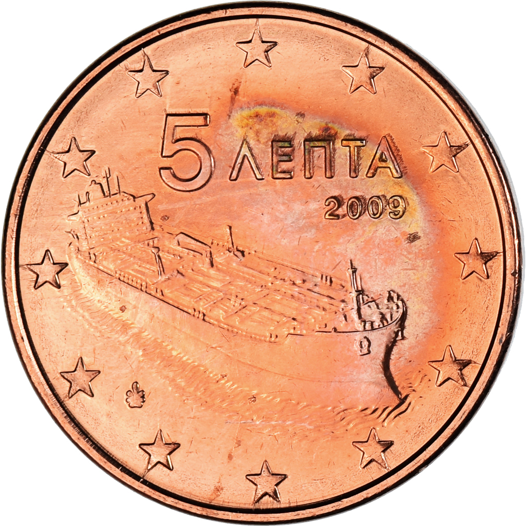 [#1044062] Griechenland, 5 Euro Cent, 2009, Athens, VZ, Copper Plated Steel, KM: