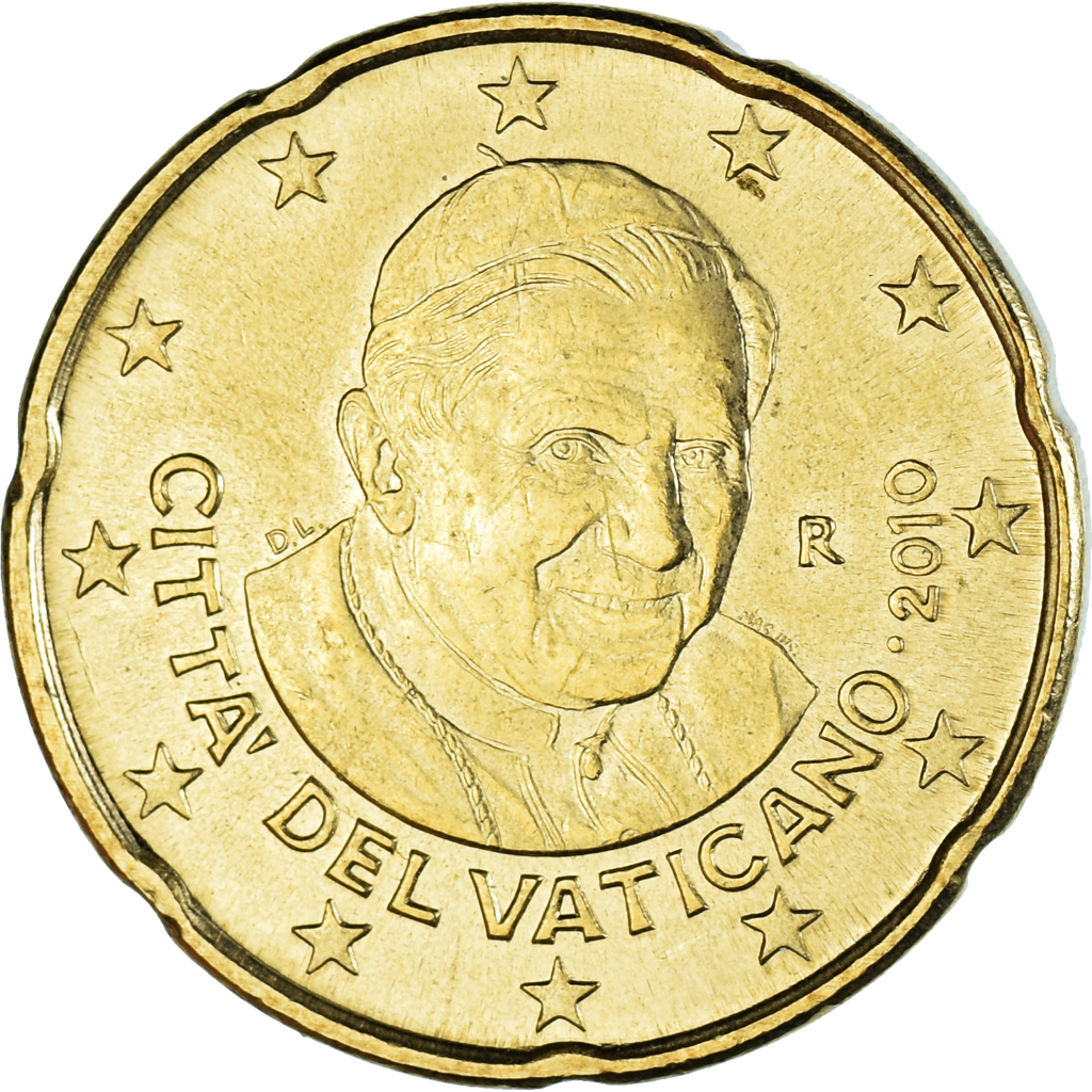Vatikanstadt, 20 Euro Cent, 2010, Rome, VZ, Messing, KM:386