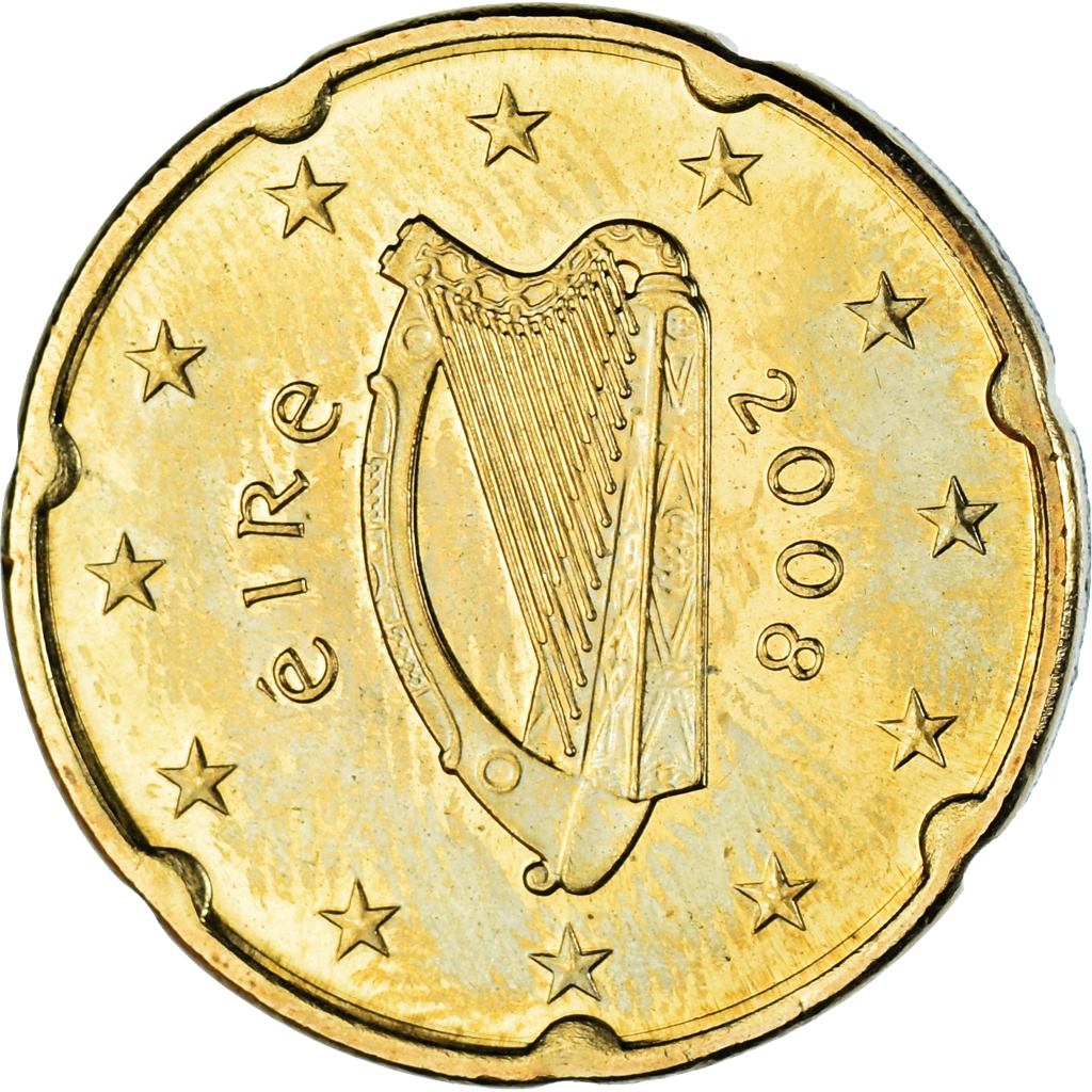 IRELAND REPUBLIC, 20 Euro Cent, 2008, Sandyford, , Brass, KM:48