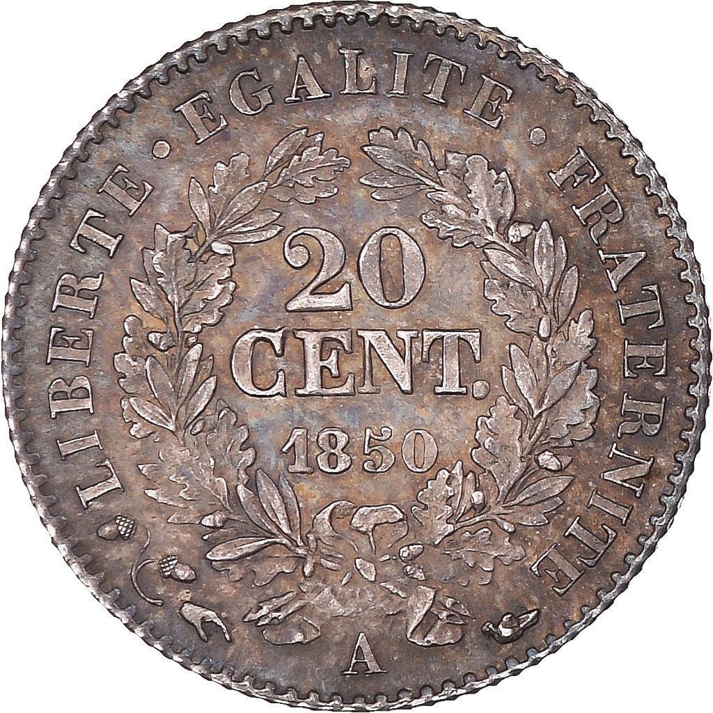 Coin, France, Cérès, 20 Centimes, 1850, Paris, , Silver, KM:758.1