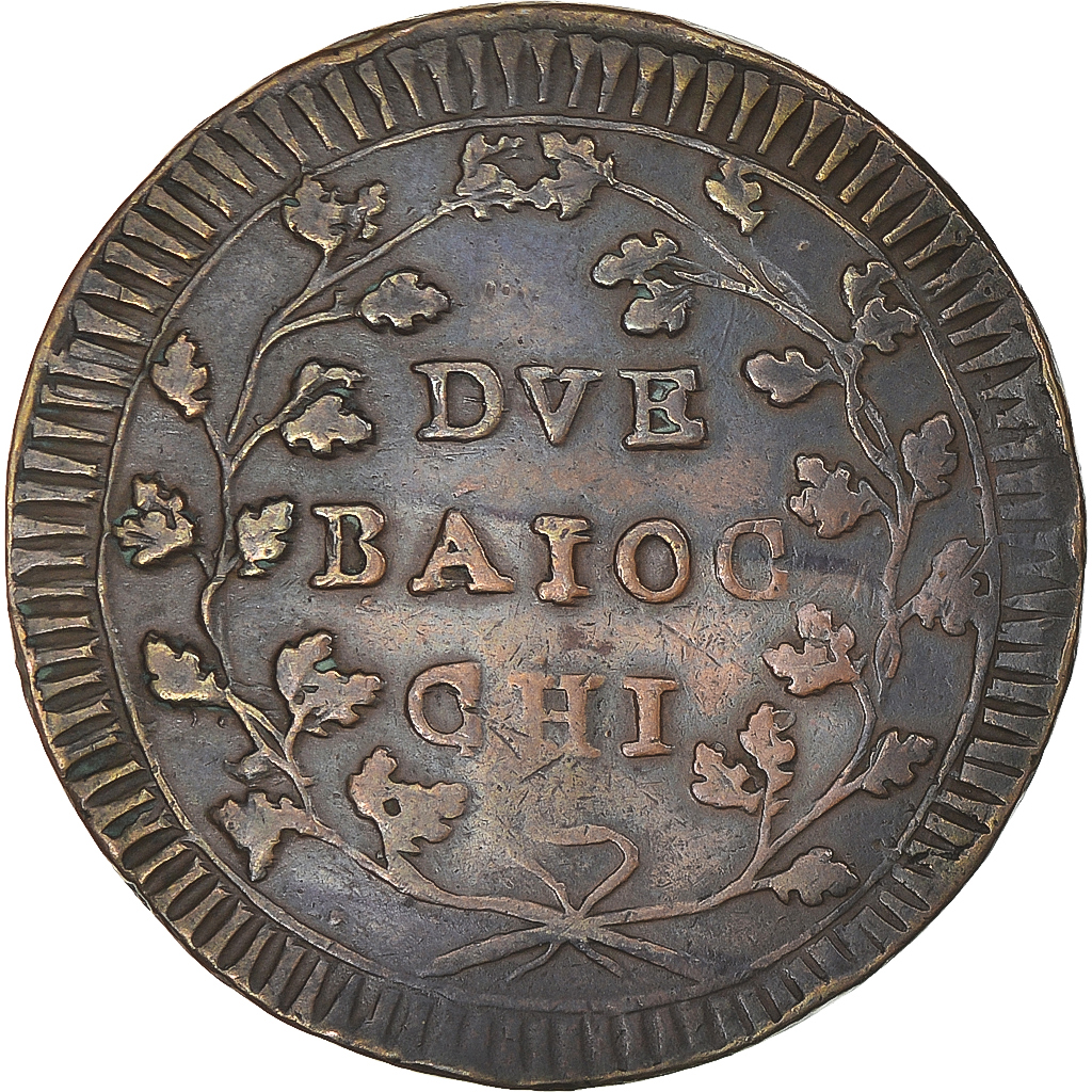 Coin, ITALIAN STATES, ROMAN REPUBLIC, 2 Baiocchi, 1799, Rome, , Copper