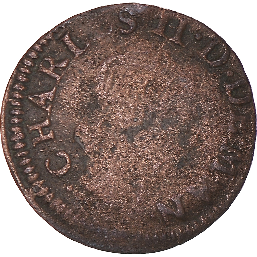 Coin, France, CHARLES II DE GONZAGUE, Denier Tournois, 1654, Charleville
