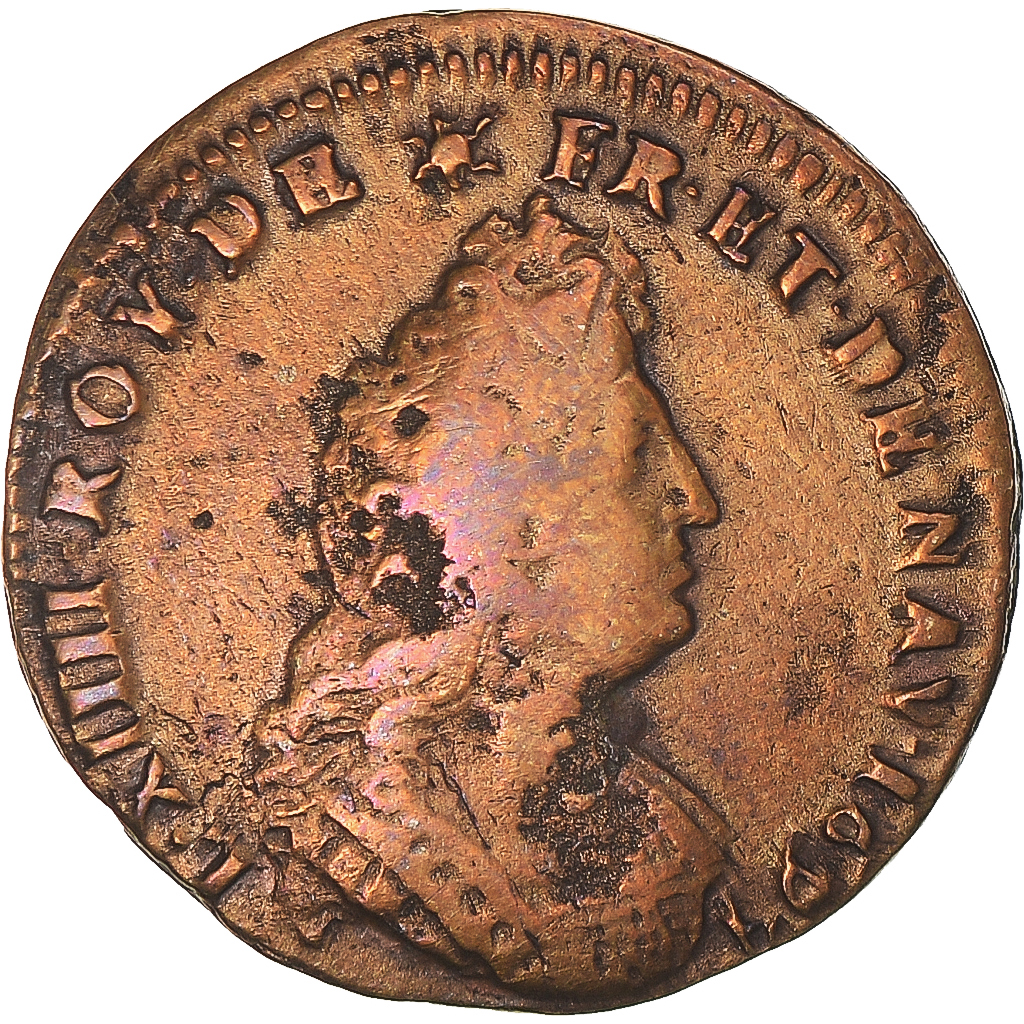 Coin, France, Louis XIV, Liard de France, 1694, Amiens, , Copper