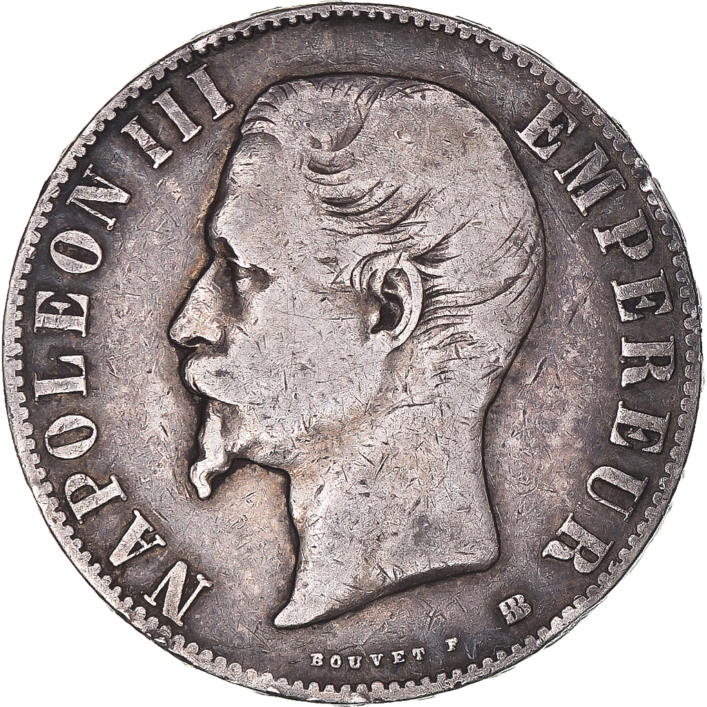 Coin, France, Napoleon III, 5 Francs, 1855, Strasbourg, , Silver
