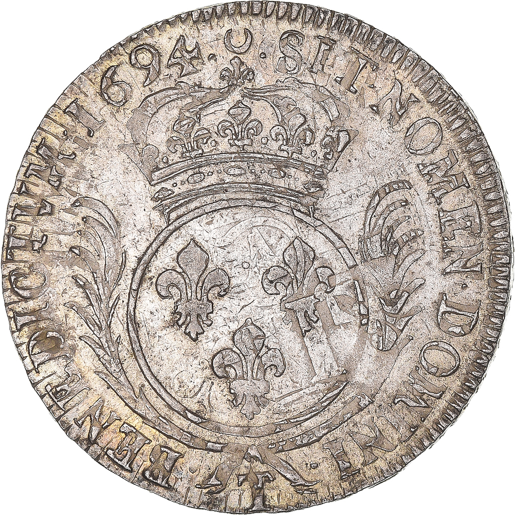 Munten, Frankrijk, Louis XIV, Écu aux palmes, Ecu, 1694, Nantes, réformé