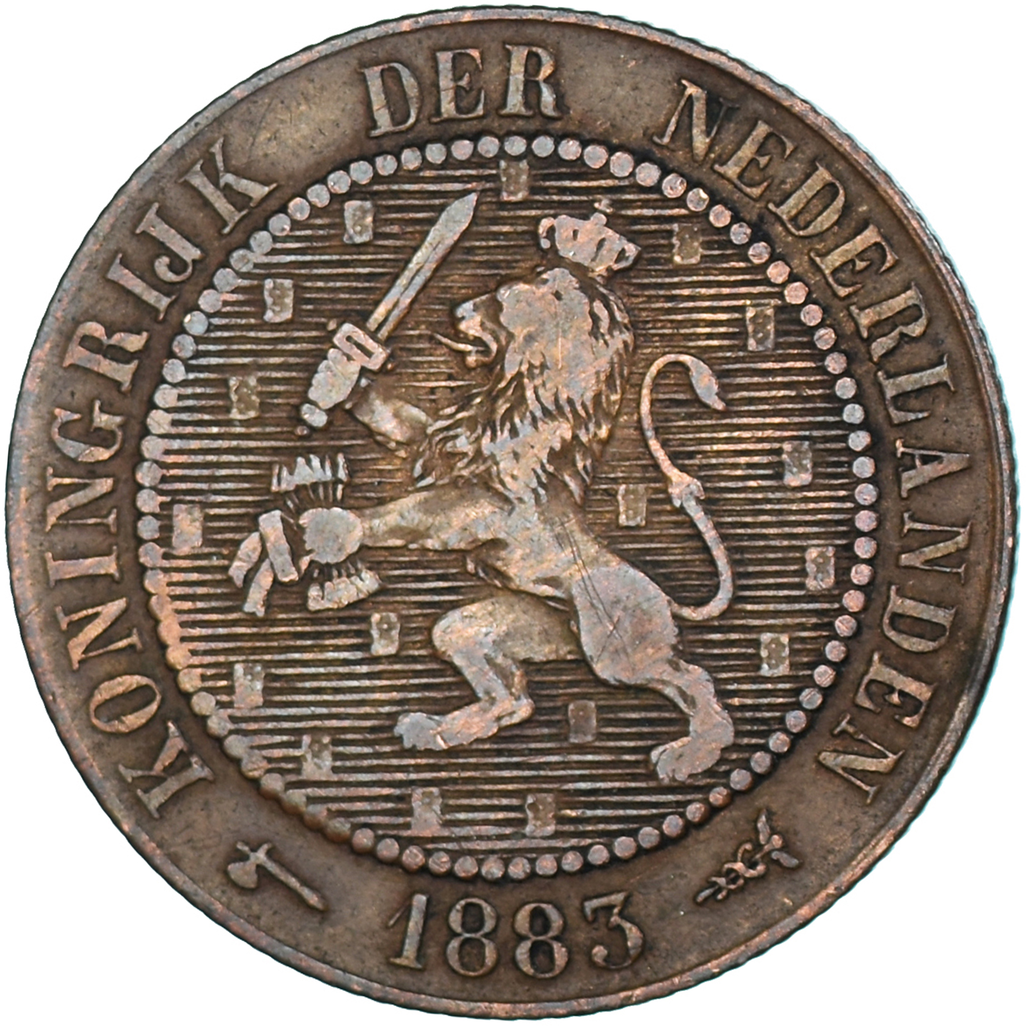 Coin, Netherlands, William III, 2-1/2 Cent, 1883, , Bronze, KM:108.1